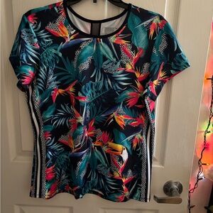 Tropical Print Short Sleeve Top